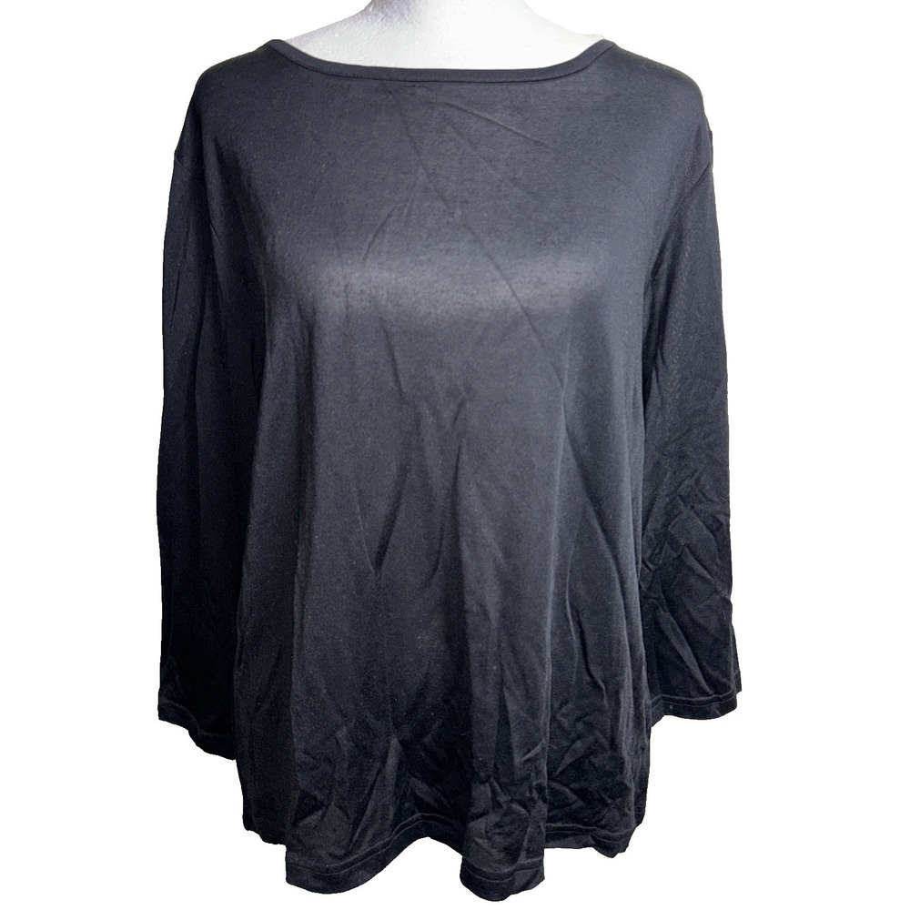 Vtg Victor Costa Occasion Black Silk Blend Boat Neck Top Minimalist Chic M 90s